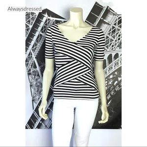 CANDIE’S Black and White Wrapped Stripe Shirt